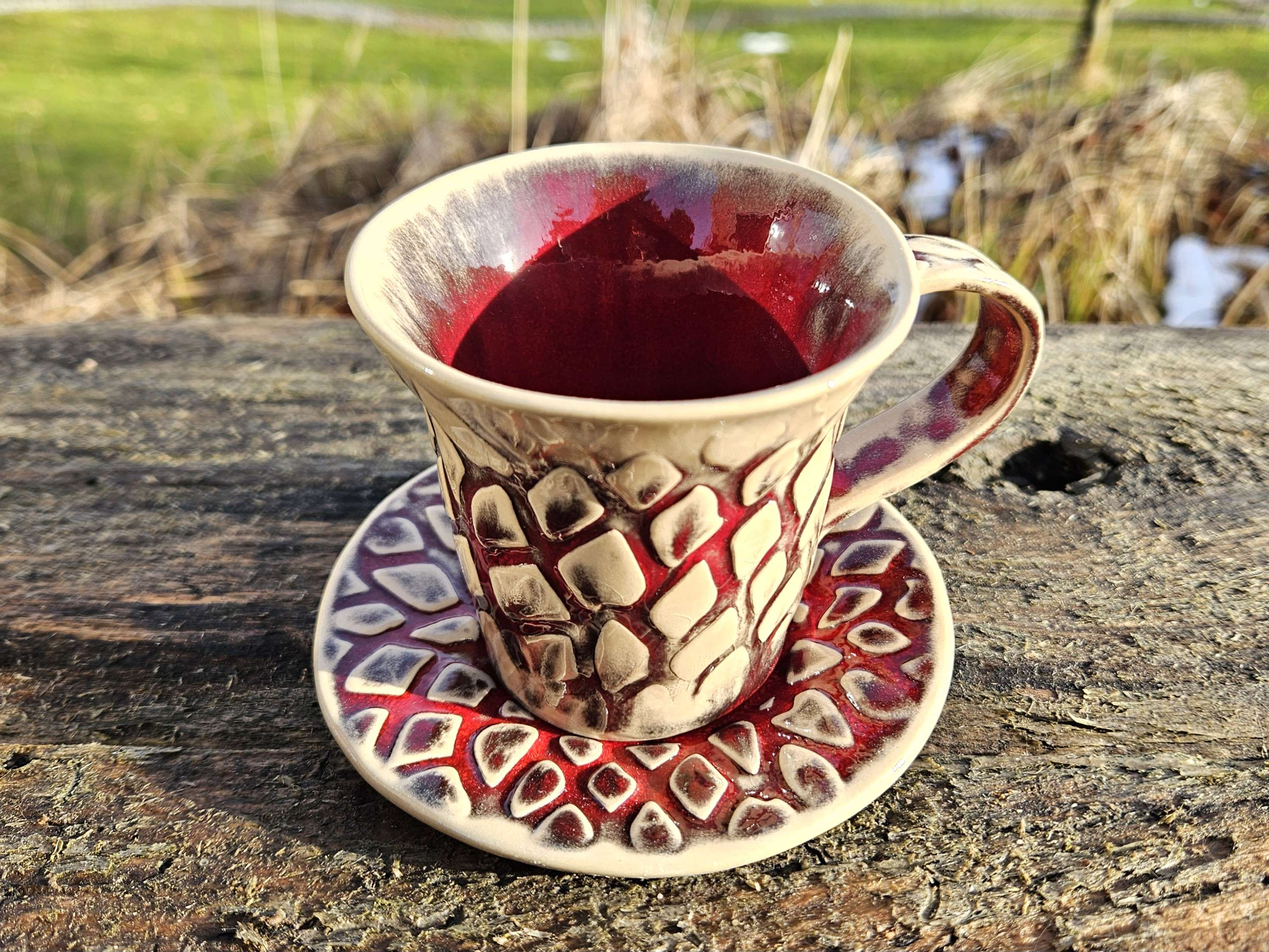 kubek ceramiczny z podstawka